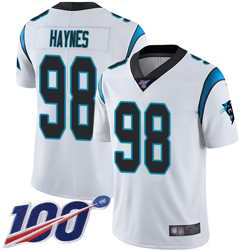 Carolina Panthers Limited White Men Marquis Haynes Road Jersey NFL Football #98 100th Season Vapor Untouchable